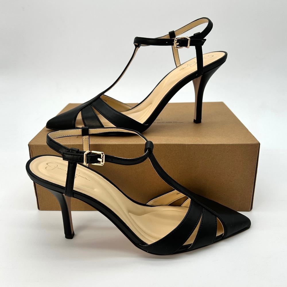 Stiletto Pumps Jessica Simpson Marlowe Womens Size 9 Black Strappy Heels NEW